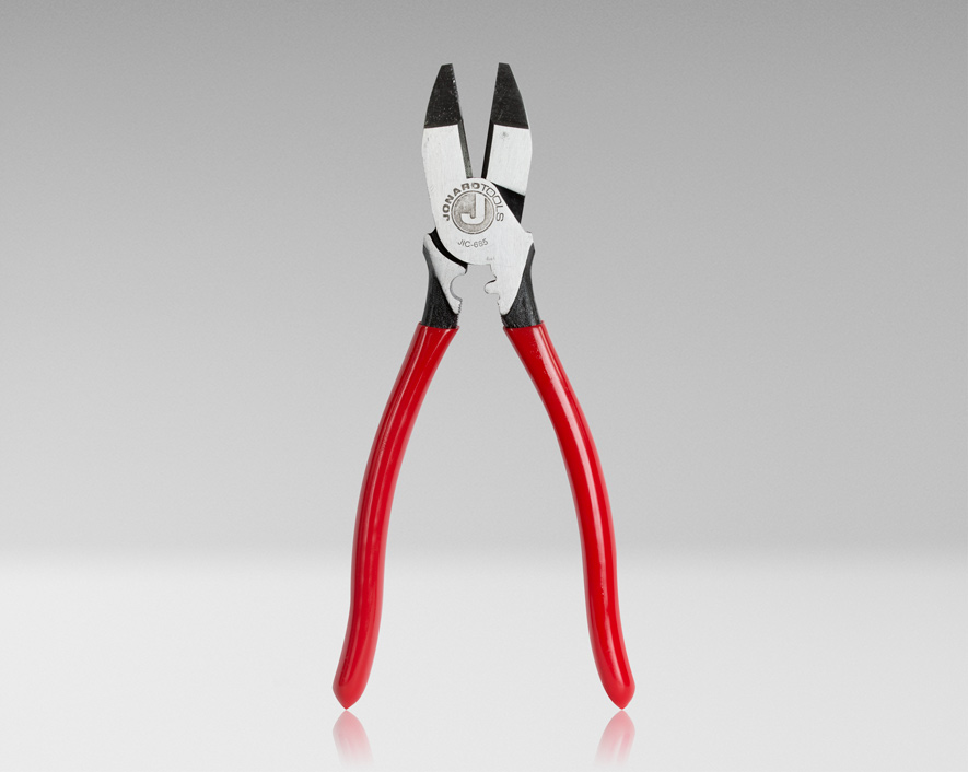 JIC-685 - Lineman's Pliers with Fish Tape Puller & Crimper