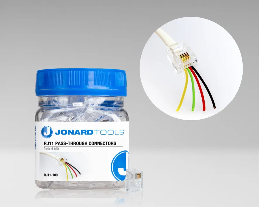RJ11-100 - RJ11 Pass-Through Connectors (Pack of 100)