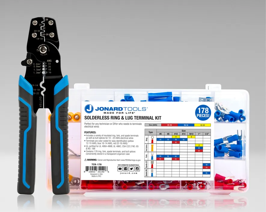 TCK-178X - Solderless Ring/Lug Terminal Kit with Crimper