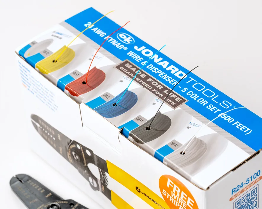 R24-5100 - 24 AWG Kynar® Wire & Dispenser Box, 5 Color Set (500 feet)