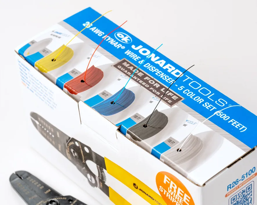 R26-5100 - 26 AWG Kynar®  Wire & Dispenser Box, 5 Color Set (500 feet)