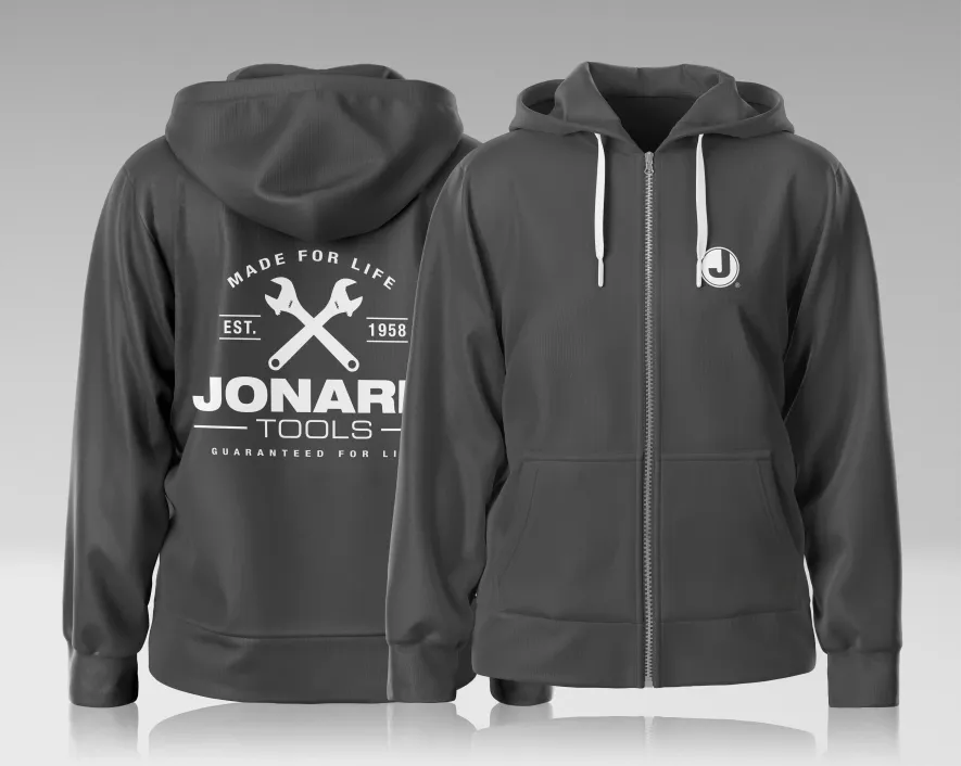 MKT-HOODIE2-SM - Gray Zip-Up Hoodie - Crossed Wrench Design (S)
