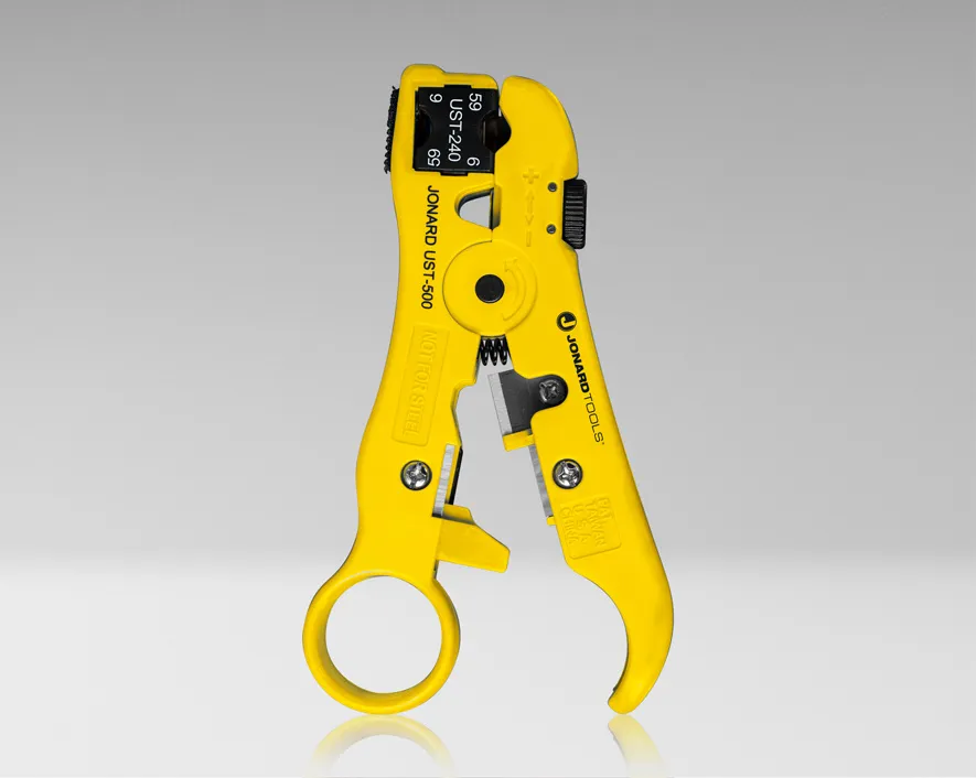 UST-540 - Universal Cable Stripping Tool with Cable Stop for COAX, Network, and Telephone Cables